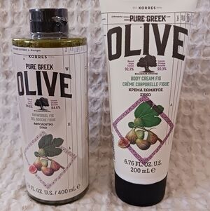 Korres Pure Greek OLIVE FIG Body LOTION plus Body Cleanser Shower Gel New